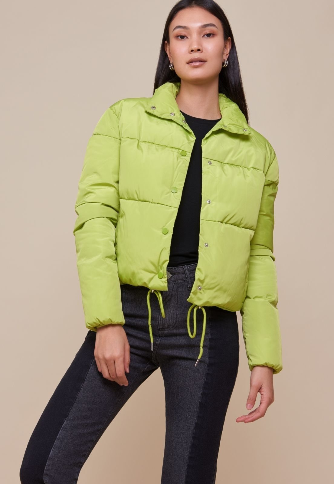 Jaqueta AMARO Puffer Curta De Nylon Lima Compre Ag