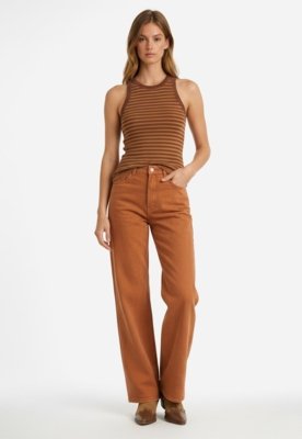 Regata Halter Listrada - Marrom
