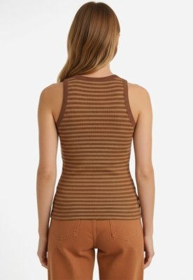 Regata Halter Listrada - Marrom