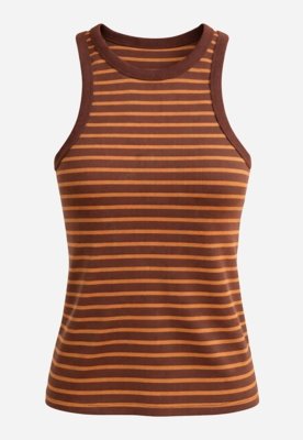 Regata Halter Listrada - Marrom