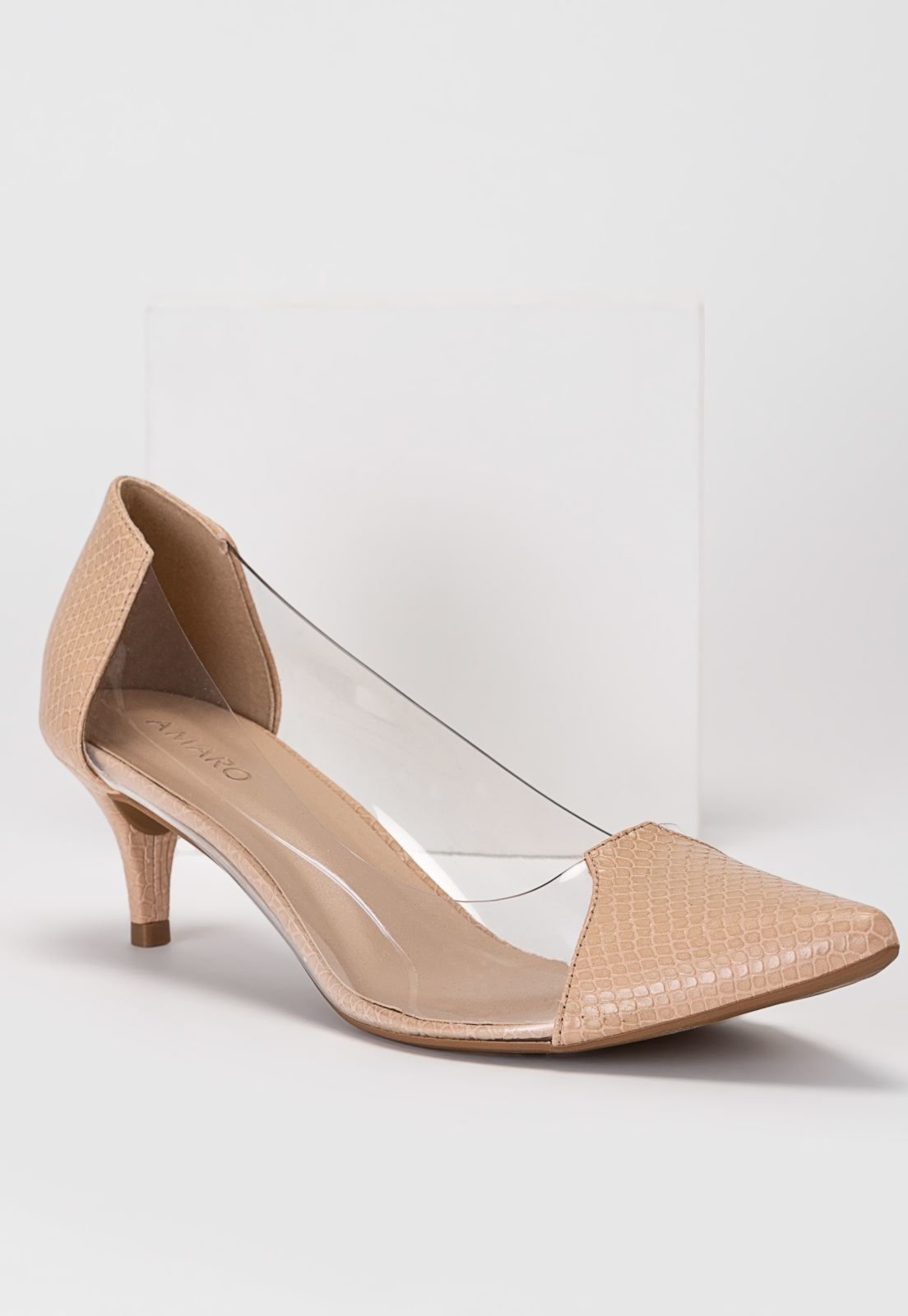 scarpin vinil salto baixo
