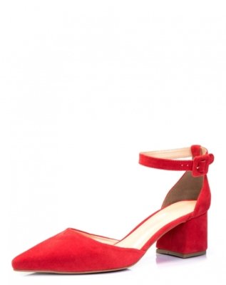 Scarpin AMARO Salto Flare Pulseira Vermelho Menor preço em Scarpin AMARO Salto Flare Pulseira Vermelho