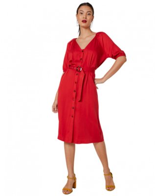 Vestido AMARO Midi Manga Ampla Viscose Vermelho Essential Menor preço em Vestido AMARO Midi Manga Ampla Viscose Vermelho Essential