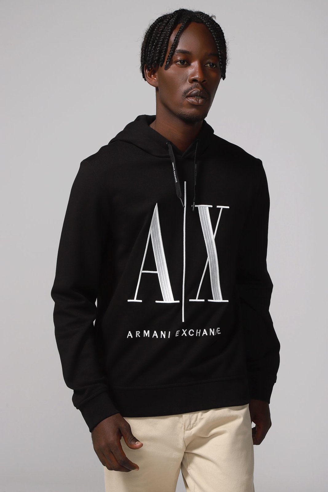 Blusa de Moletom Fechada AX ARMANI EXCHANGE Logo Preta - Compre