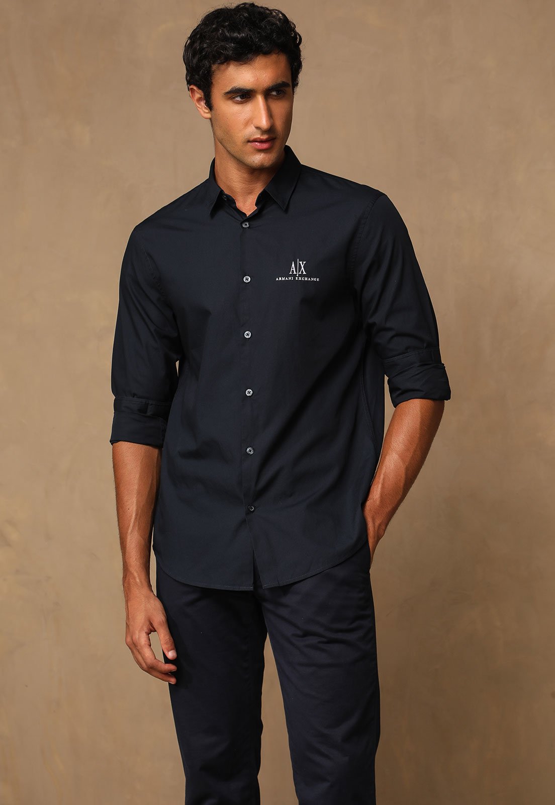 Camisa armani exchange azul hot sale