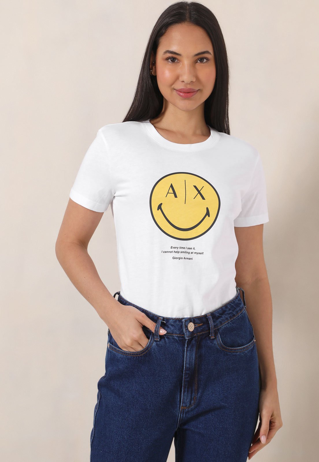 Camiseta AX ARMANI EXCHANGE Smile Branca Compre Agora