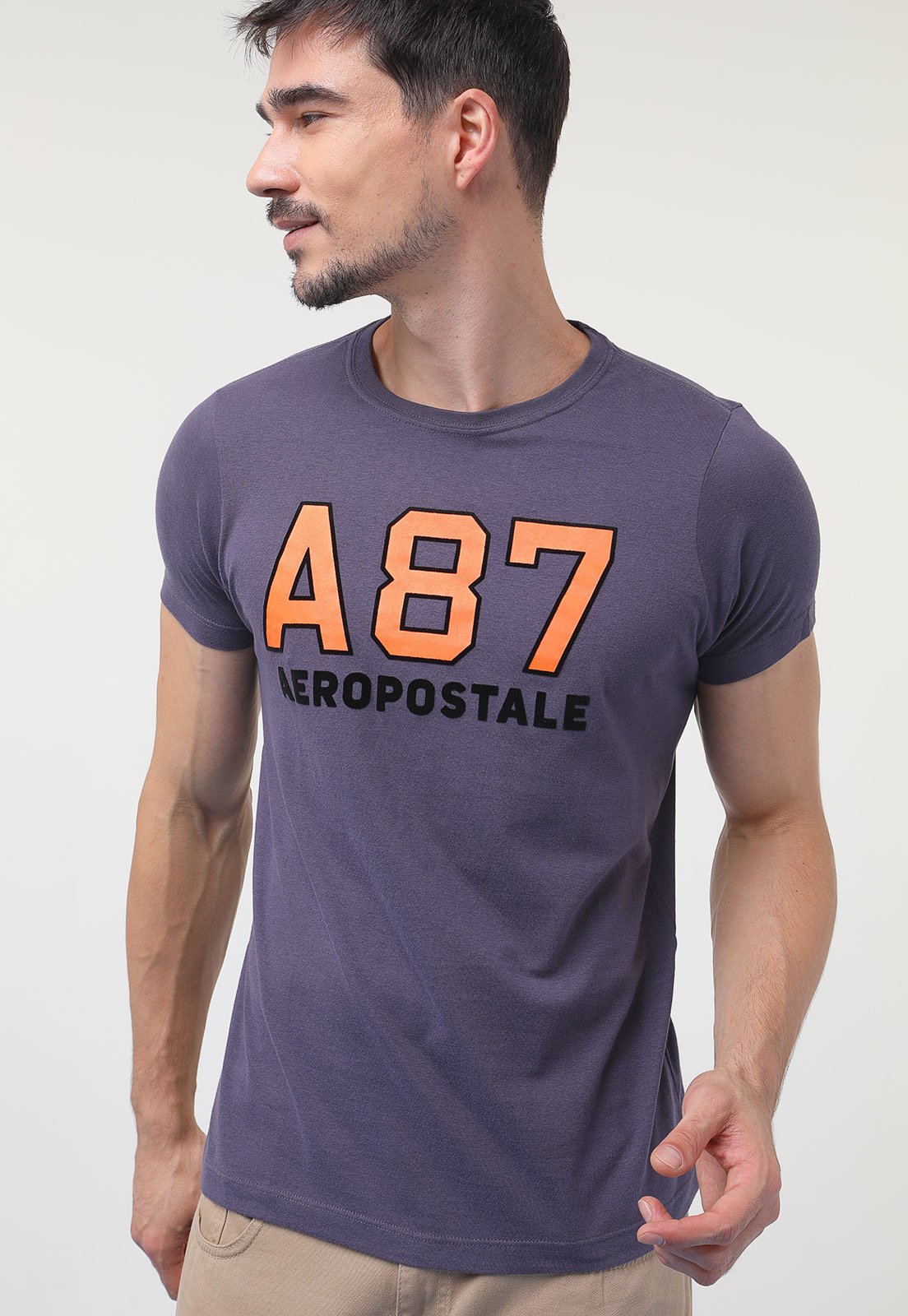 Camiseta Aeropostale Lettering Grafite - Compre Agora