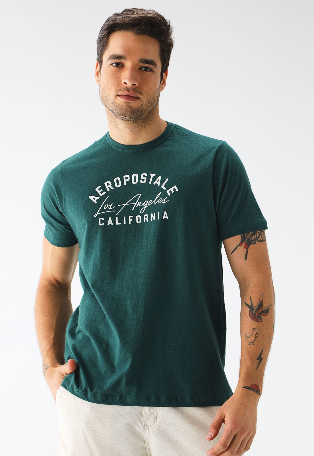 Camiseta Aeropostale Reta Logo Verde