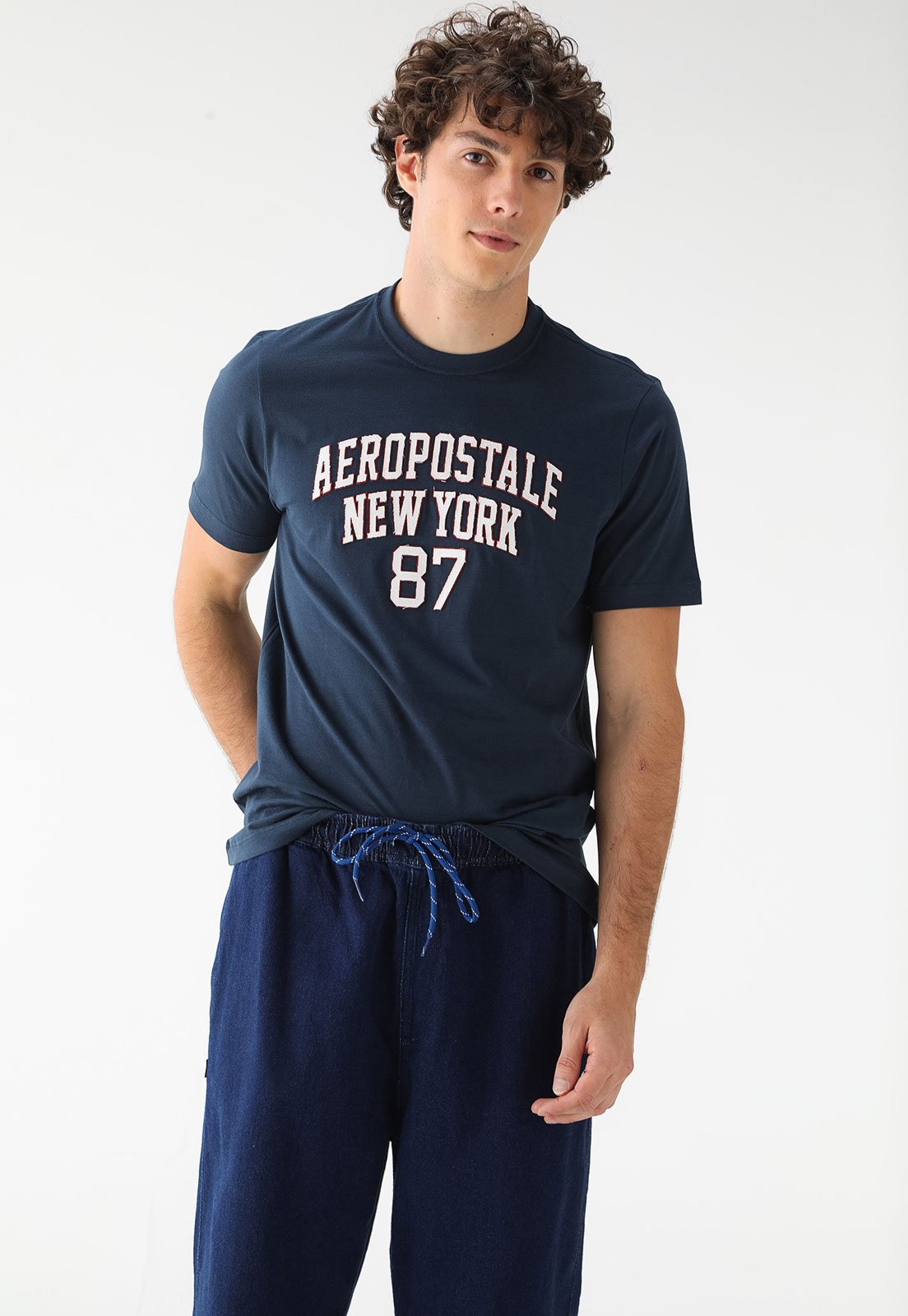 Camiseta Aeropostale Reta New York Azul-Marinho