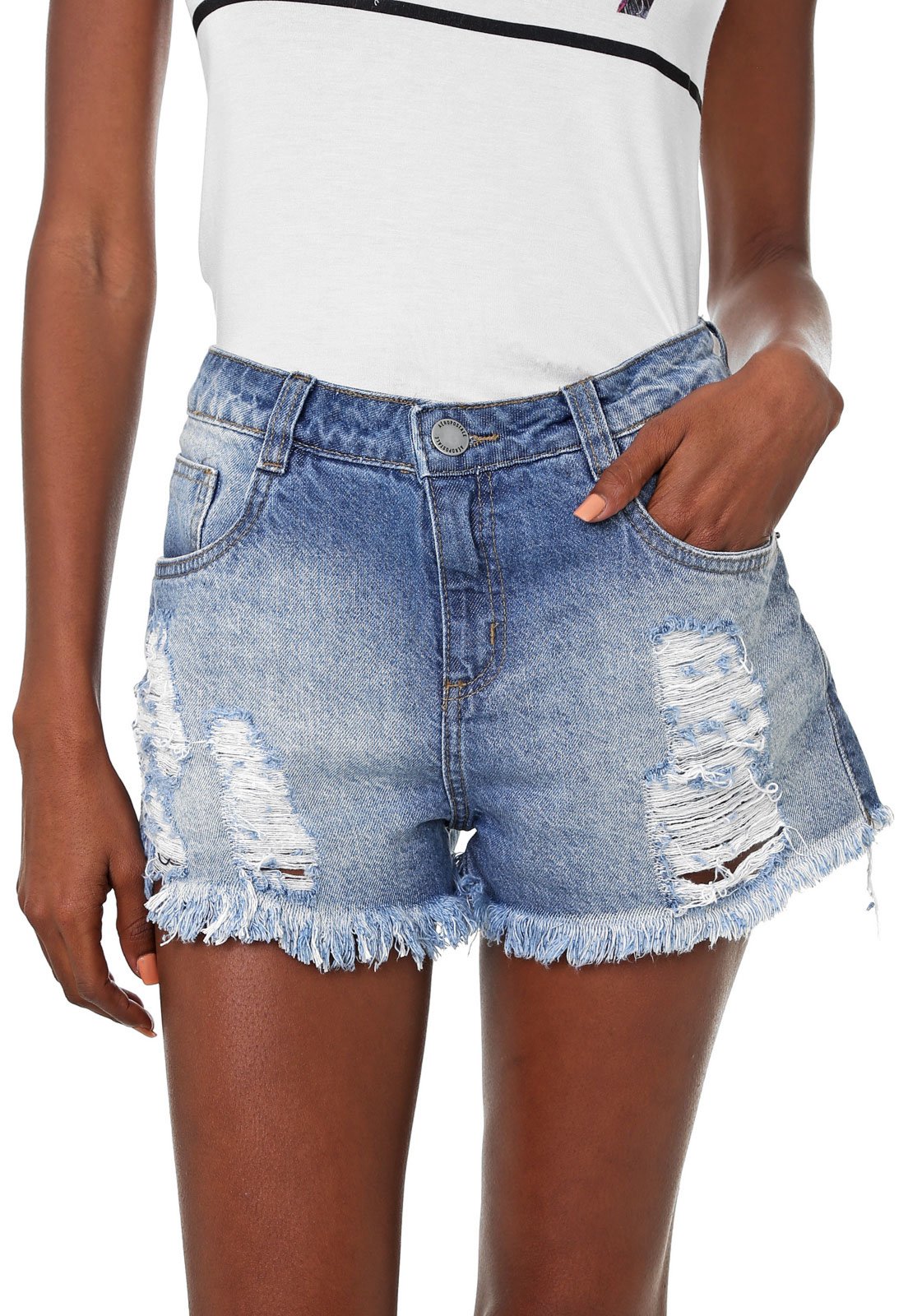 Short Jeans Aeropostale Destroyed Azul - Compre Agora