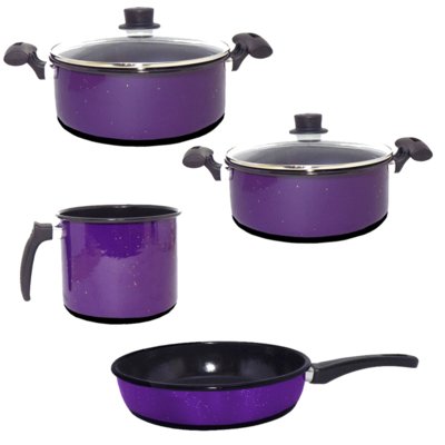 Conjunto de Panelas Esmaltadas, Caneco e Frigideira Roxa de Agatha com 2 Tampas de Vidro é boa?