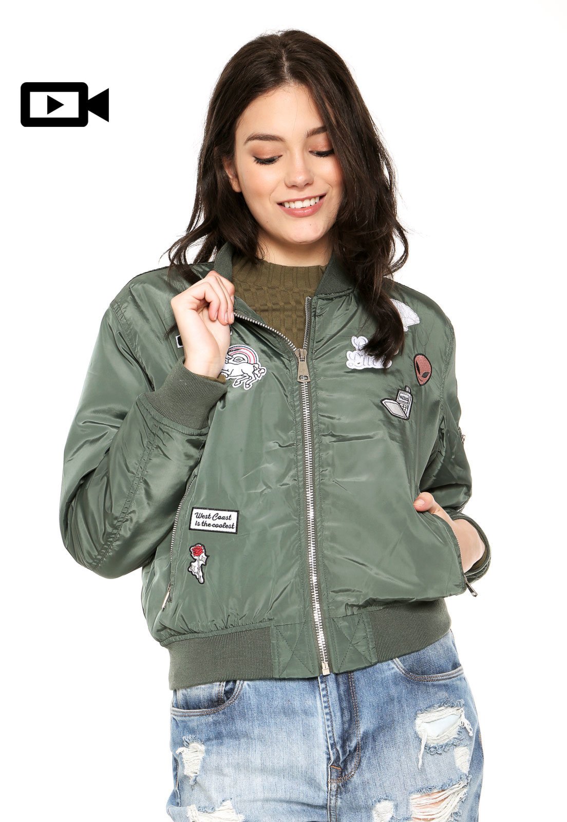 Jaqueta bomber 2024 feminina verde