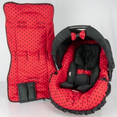 Conjunto Capa para Bebê Conforto com Acolchoado Extra e Capa de Carrinho Vermelho Alan Pierre Baby 0 a 13 kg Bola Preta Menor preço em Conjunto Capa para Bebê Conforto com Acolchoado Extra e Capa de Carrinho Vermelho Alan Pierre Baby 0 a 13 kg Bola Preta
