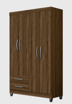 Guarda-Roupa Ambar 4 Portas E 2 Gavetas Albatroz Marrom Menor preço em Guarda-Roupa Ambar 4 Portas E 2 Gavetas Albatroz Marrom