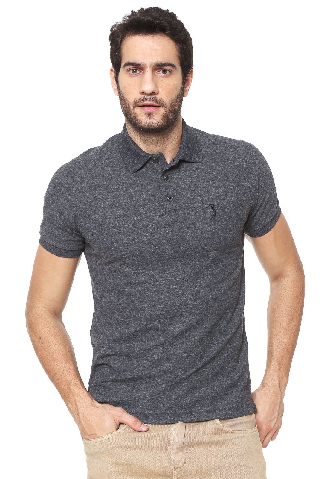 Camisa Polo Aleatory Reta Básica Grafite