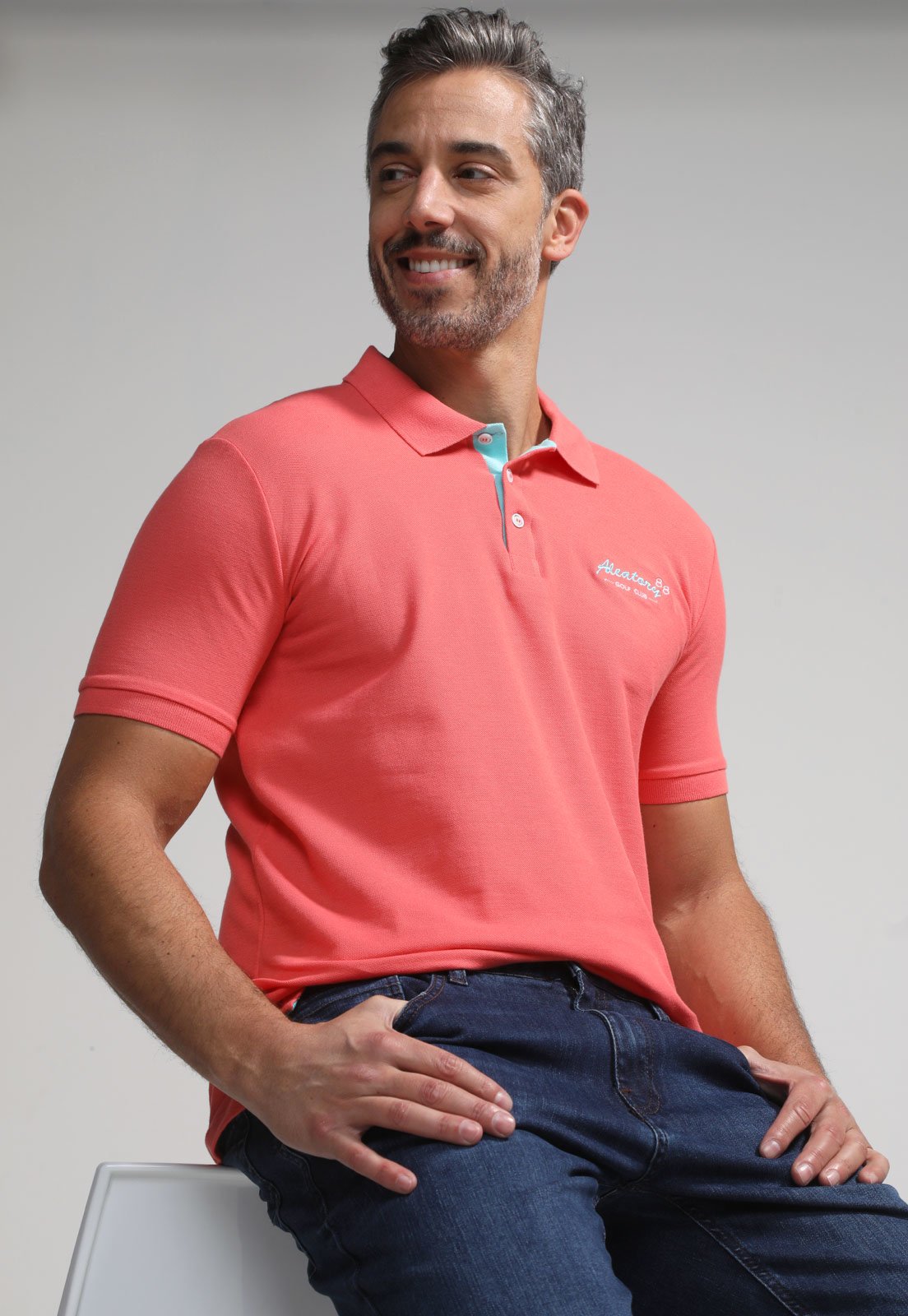 Camisa Polo Aleatory Reta Logo Rosa - Compre Agora | Dafiti Brasil