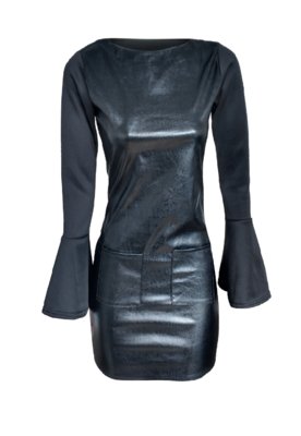 Vestido Alegra Manga Longa Flare Preto Menor preço em Vestido Alegra Manga Longa Flare Preto