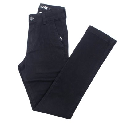 Calça Alfa Sarja Chino Infantil Preta Menor preço em Calça Alfa Sarja Chino Infantil Preta