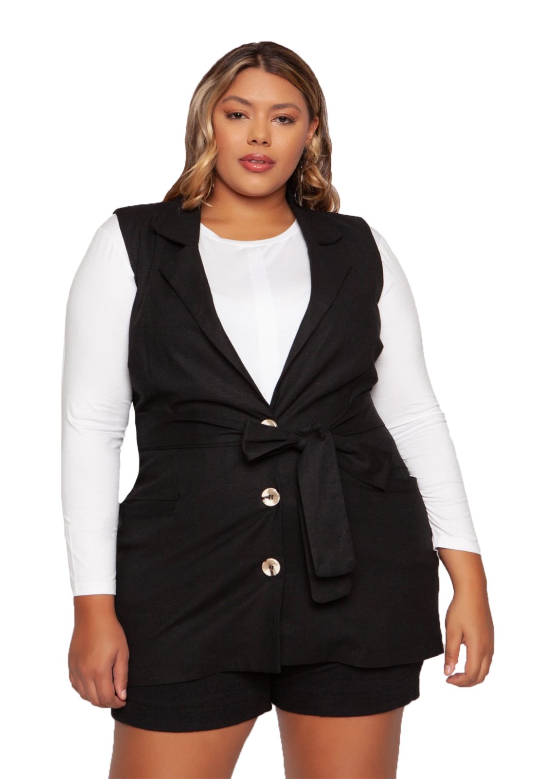 colete preto plus size