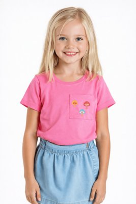 Blusa Infantil Menina Bosque das Fadas Alphabeto Rosa Forte Rosa