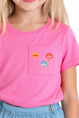 Blusa Infantil Menina Bosque das Fadas Alphabeto Rosa Forte Rosa