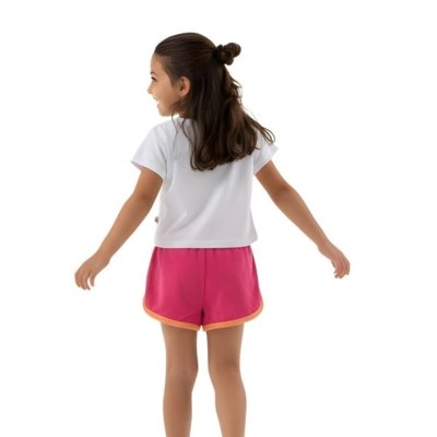 Conjunto Infantil Menina Borboleta Alphabeto Branco e Rosa