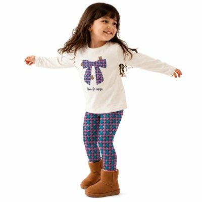 Conjunto Infantil Menina Capivara Cool Alphabeto Rosa Verde Off-white