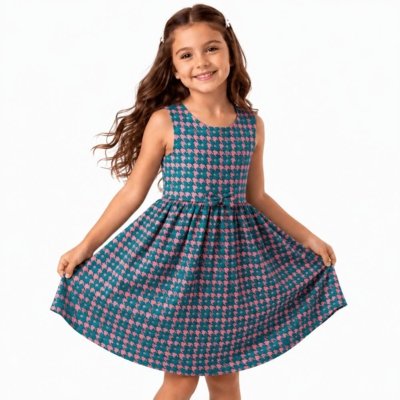 Vestido Infantil Capivara Cool Alphabeto Rosa Verde Rosa