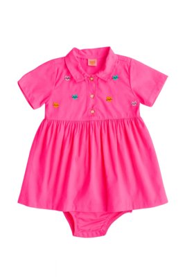 Vestido e Calcinha Bebê Entre Cores Alphabeto Rosa