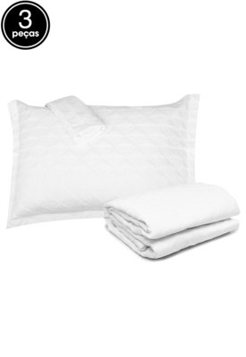 Kit 3pçs Colcha Casal Altenburg Ágata Branco Menor preço em Kit 3pçs Colcha Casal Altenburg Ágata Branco