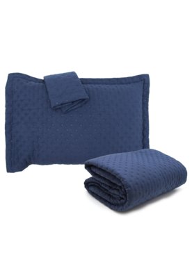 Kit Colcha Casal 3 Pçs Frissom Ultrawave Boulevard 2,20m x 2,40m Azul Menor preço em Kit Colcha Casal 3 Pçs Frissom Ultrawave Boulevard 2,20m x 2,40m Azul