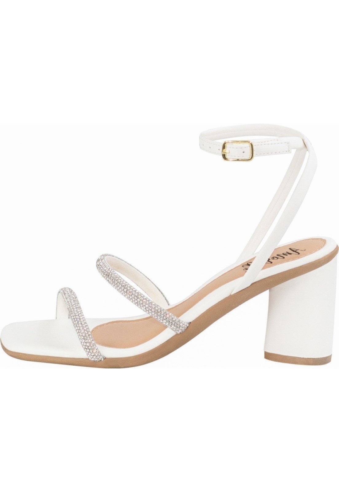 Sandália Feminina Amorelle Strass Brilho Cristal Salto Bloco Grosso