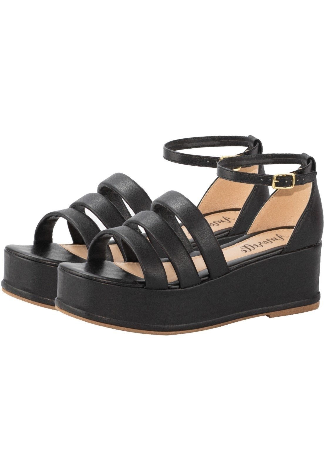 Sandália Plataforma Amorelle Salto Alto Tiras Papete Flatform Confort