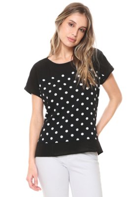 Blusa Ana Hickmann Poá Preta Menor preço em Blusa Ana Hickmann Poá Preta