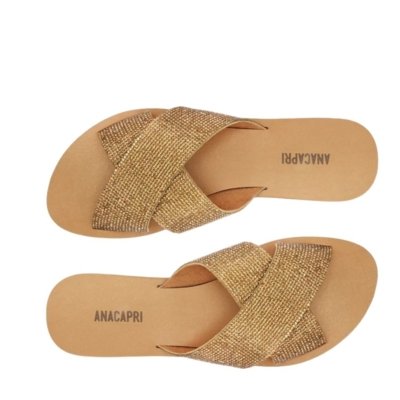 Rasteira Anacapri Tiras Cruzadas Dourado