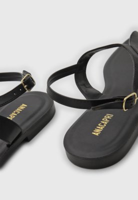 Rasteira Feminina ANACAPRI Tiras Finas Preta