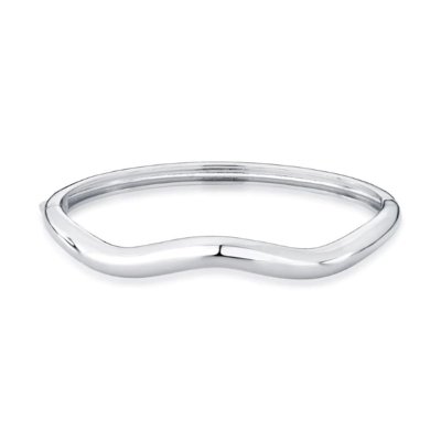 Pulseira Rígida Curva Liso Semijoia Banhada a Ródio Ania Store