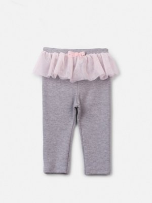 Calça Animê Menina Cinza com Tutu Rosa