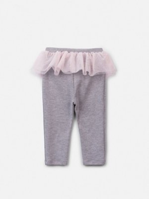 Calça Animê Menina Cinza com Tutu Rosa