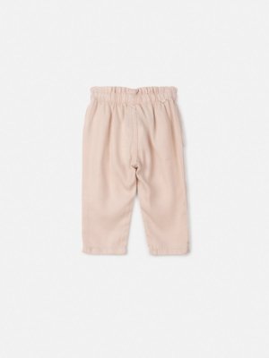 Calça Animê Menina Rosa de Sarja Off White com Laço