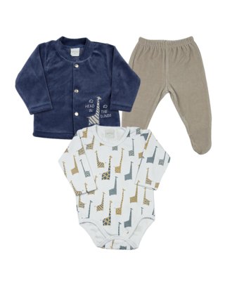 Conjunto Ano Zero Bebê Plush e Suedine Estampado Girafas The Clouds Azul Jeans Menor preço em Conjunto Ano Zero Bebê Plush e Suedine Estampado Girafas The Clouds Azul Jeans