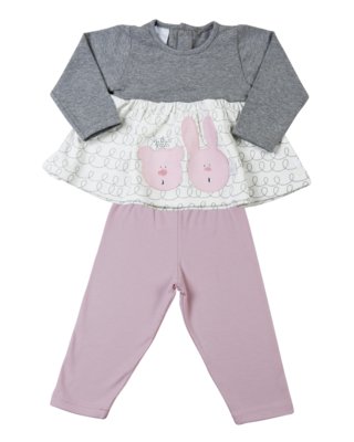 Conjunto Longo Ano Zero Cotton Rosa Menor preço em Conjunto Longo Ano Zero Cotton Rosa