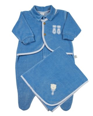 Jogo Saida de Maternidade Ano Zero Plush Gravatas Azul Menor preço em Jogo Saida de Maternidade Ano Zero Plush Gravatas Azul