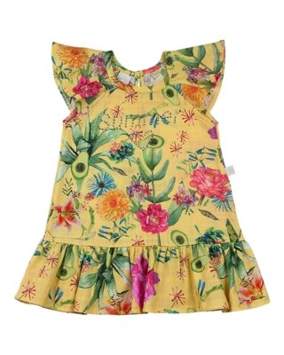 Vestido Ano Zero Tricoline Estampado Digital Dylan Floral Summer Amarelo Menor preço em Vestido Ano Zero Tricoline Estampado Digital Dylan Floral Summer Amarelo