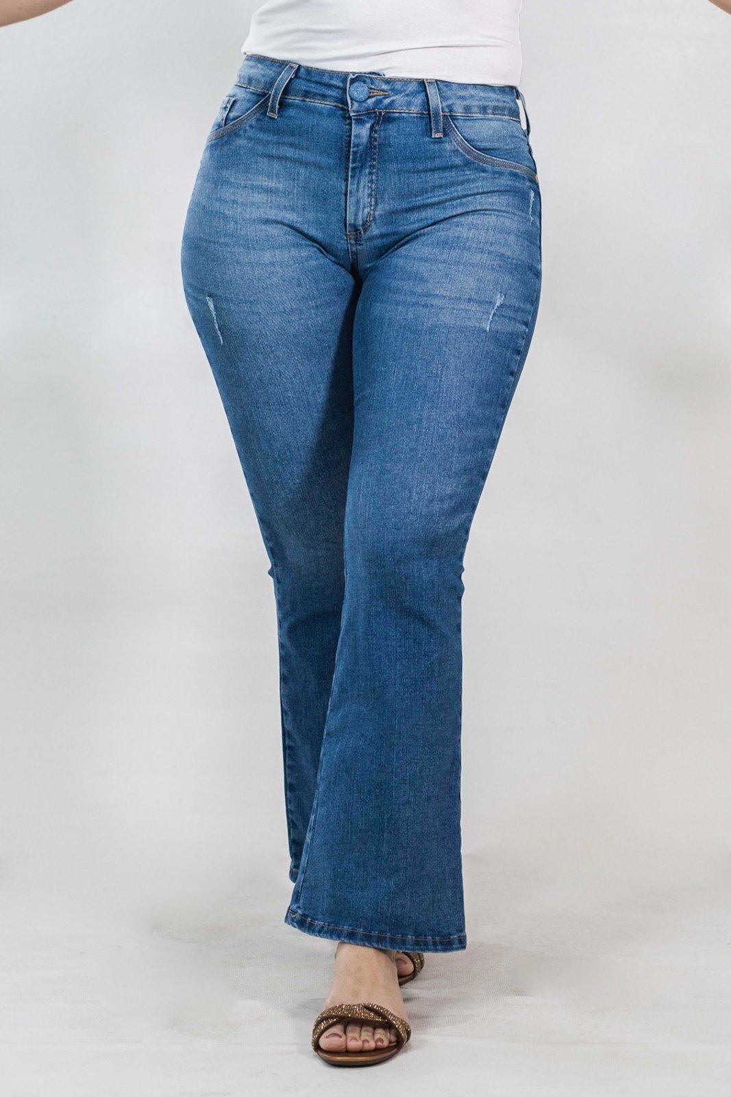 Calça Jeans Flare Feminina Cintura Média Elastano Anticorpus