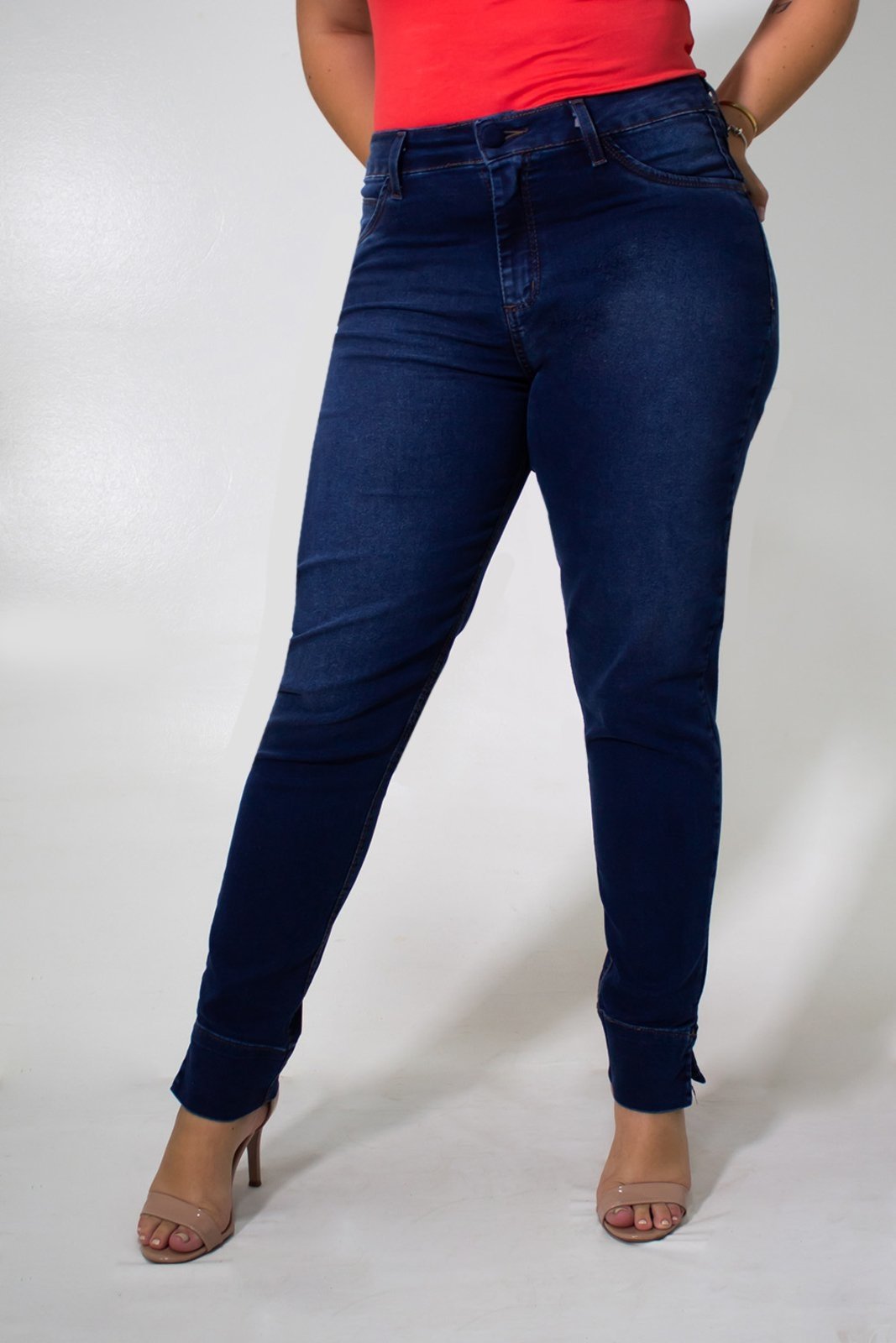 Calça Flare Jeans Feminina Plus Size Clara cintura alta boca larga