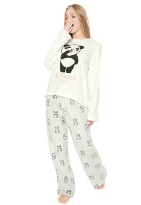 Pijama Any Any Panda Branco/Cinza Menor preço em Pijama Any Any Panda Branco/Cinza