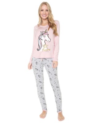 Pijama Any Any Unidreams Rosa/Cinza Menor preço em Pijama Any Any Unidreams Rosa/Cinza