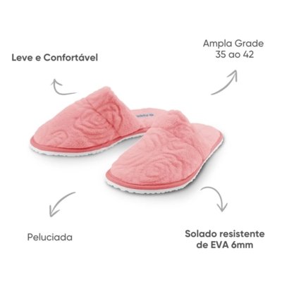 Pantufa Chinelo Microfibra Appel Lady Flannel Rosa Flan