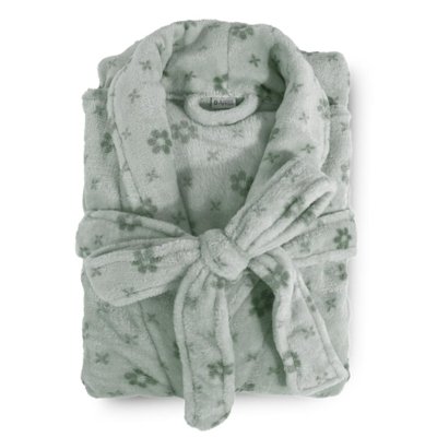 Roupao Adulto Appel Microfibra Flannel Floral Verde